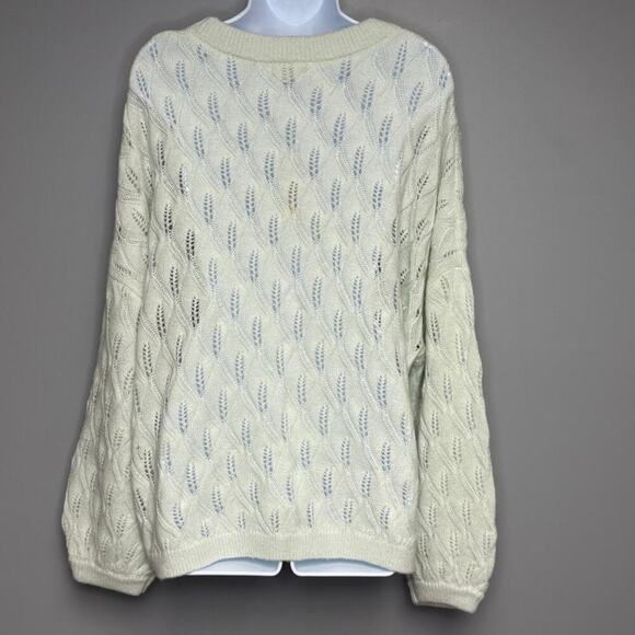 NWT Boden Wool Blend Pointelle Knit Sweater Avacado Cream Womens Sz 20/22 - Picture 4 of 7